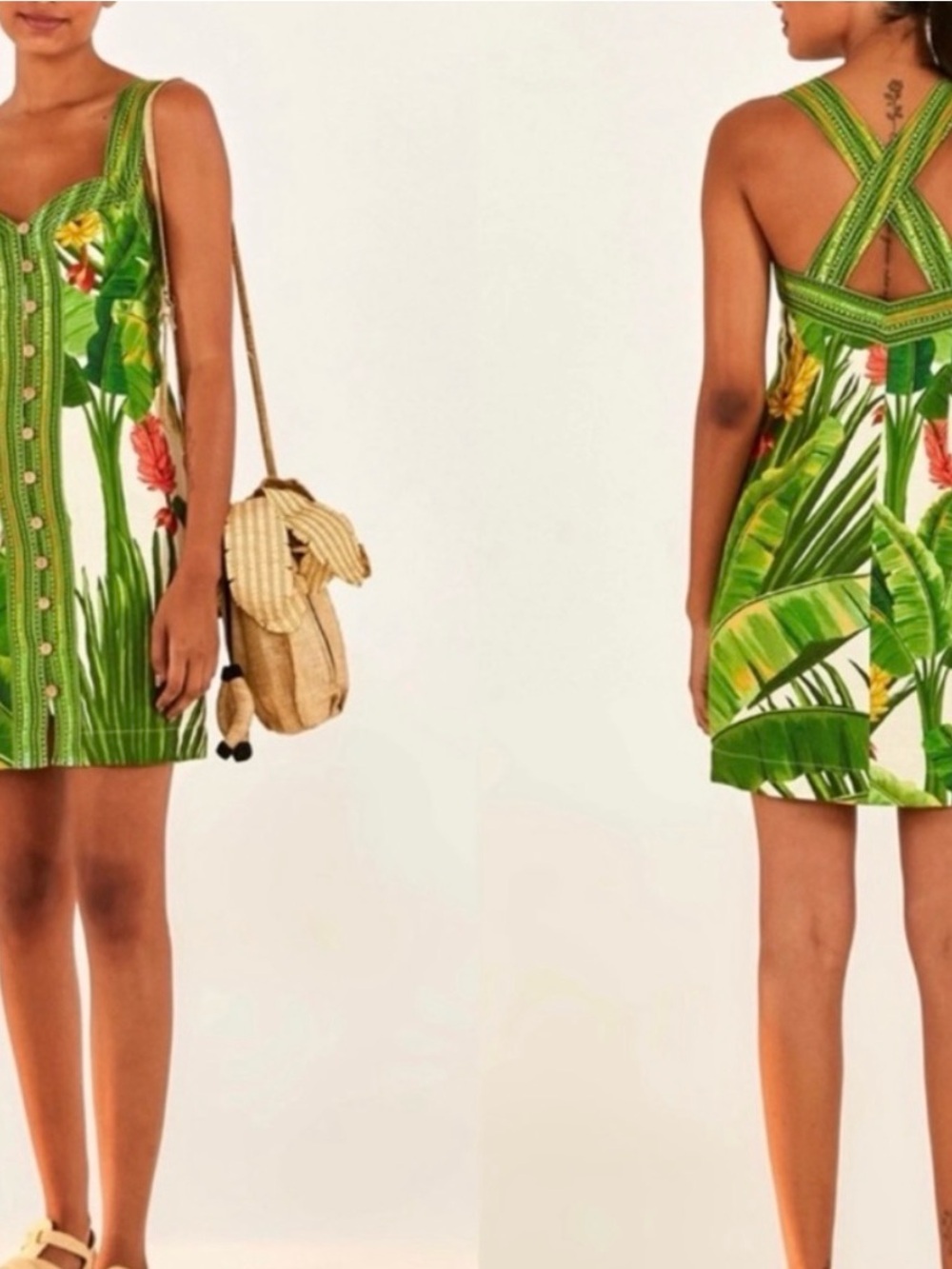 Farm Rio Tropical Print Linen Dress
